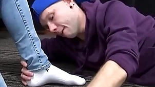 Gizzy with an increment of tristan christmas hot foot in the door sucking