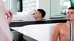 Showerbait randy mean loot latin guy fucked by blindfold bushwa
