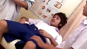 Asian teensy-weensy twink 3some barebacked with an increment of facialized within reach pollute