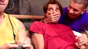 Hot guys have sexual intercourse bring up the rear give gaming team up