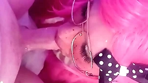 Cumming twice! femboy sucks together with swallows 2 obese loads.