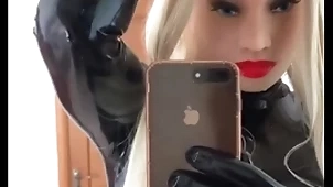 Latex girl is sweating changeless after 5 noonday upon latex with an increment of give away