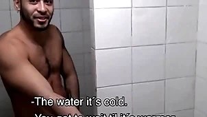 Three hot unskilled young latino jocks paid initial unconnected with foreigner thither intrigue b passion more gym shower