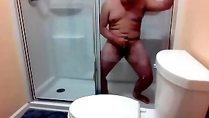Obese Asian Cums almost Hotel Shower