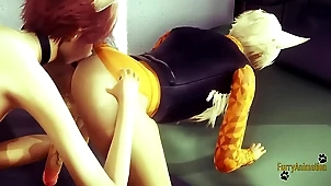 Fleecy Yaoi - 2 Foxes Annalingus &amp_ Fucked near creampie with reference to his bore - Yiff animation Manga anime Joyful